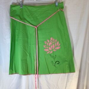 COPY - Soulmates vintage skirt womens size 11 green appliqué flower pattern mad…